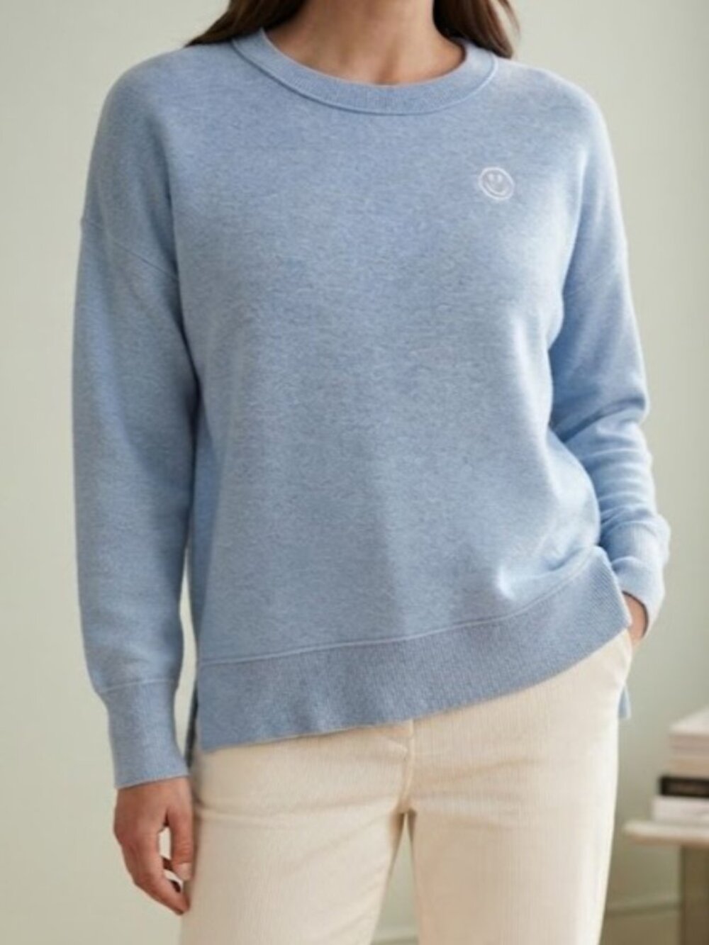 Happily Grey Super Soft Blue Crewneck Sweater